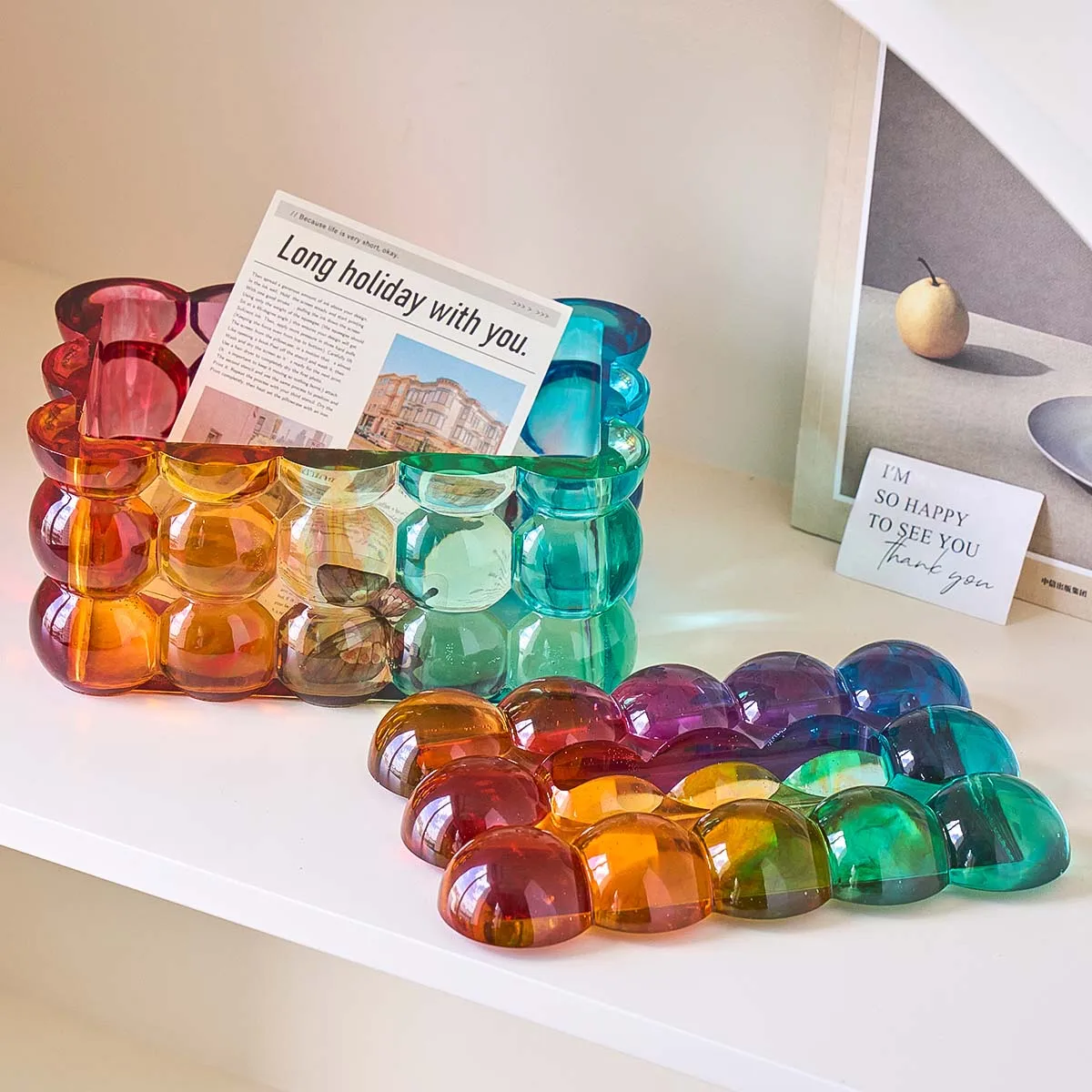 DIY Tissue Box Silicone Mold Creative Bead Bubble Storage Box Paper Tissue Holder Mold 3D Plaster Resin Craft Gifts Home Decor