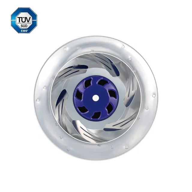 Kipas Duct Radial Lengkung Belakang 700W 310mm EC Industri, Rendah Kebisingan, Tahan Air IP55, 230V, Casing Besi, Bersertifikasi CE untuk