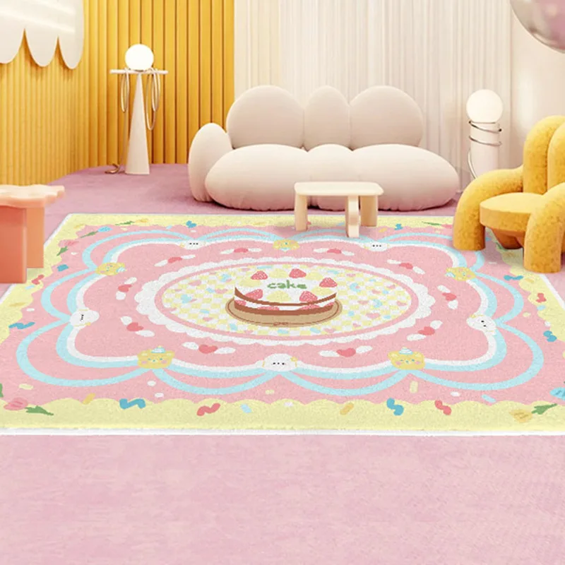 

Cartoon Cake Rectangular Carpet Girl Cute Pink Bedroom Whole Carpet Living Room Absorbent Sofa Coffee Table Carpet Dropshipping