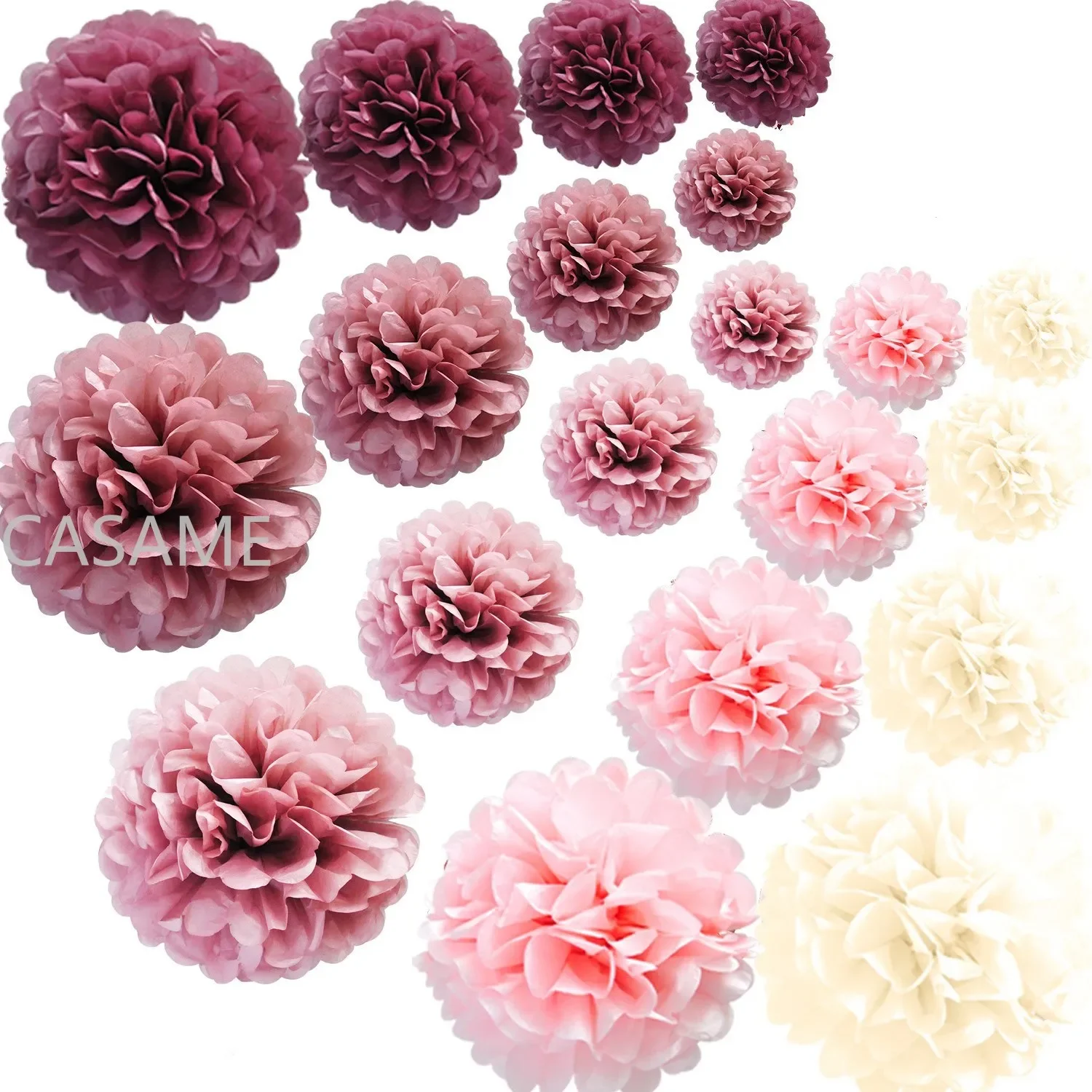 5pcs Paper Pompoms Pom Poms Flower Balls Wedding Decorative Party Home Decor Tissue Birthday Christmas DIY Decoration