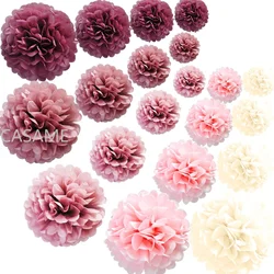 5pcs Paper Pompoms Pom Poms Flower Balls Wedding Decorative Party Home Decor Tissue Birthday Christmas DIY Decoration