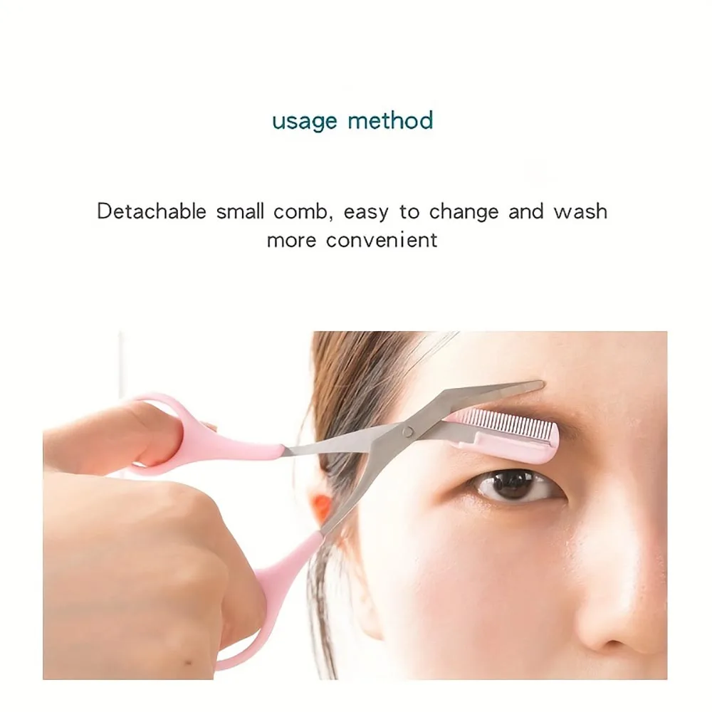 Couteau de coupe de sourcils, ciseaux avec peigne intégré, outil de toilettage précis en acier inoxydable, créant des sourcils parfaits pour les femmes