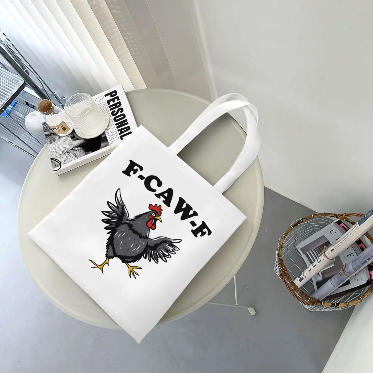 F-Caw-F مضحك الدجاج ميمي قماش حمل حقيبة يد أكياس البقالة أكياس التسوق سعة كبيرة للجنسين