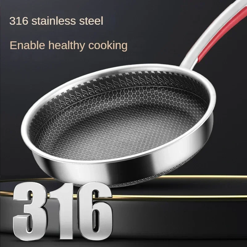 Pans 316 Stainless Steel Frying Pan  Non-stick Home Honeycomb Pancake Omelet Pan  Multi-functional Steak Wok   New Products