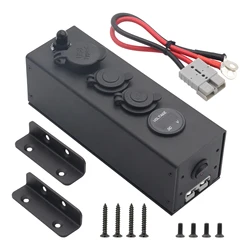 12/24V Distribution Panel Multi-function Box Cigarette Lighter Usb for Socket Power Switch 8AWG 30cm