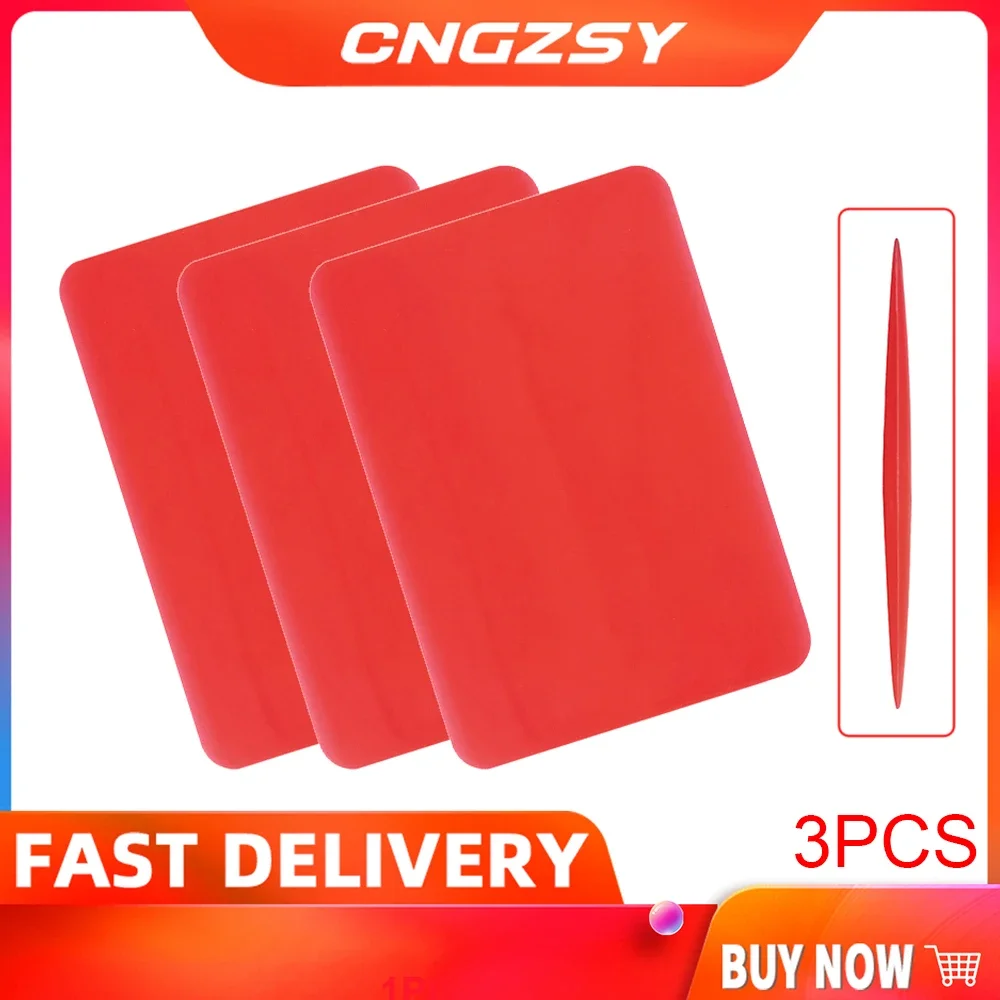 

3PCS Red Ultrathin Carbon Fiber Vinyl Thin Squeegee Vinyl Wrap Car Film Sticker Wrapping Tint Scraper Window Tint Tool