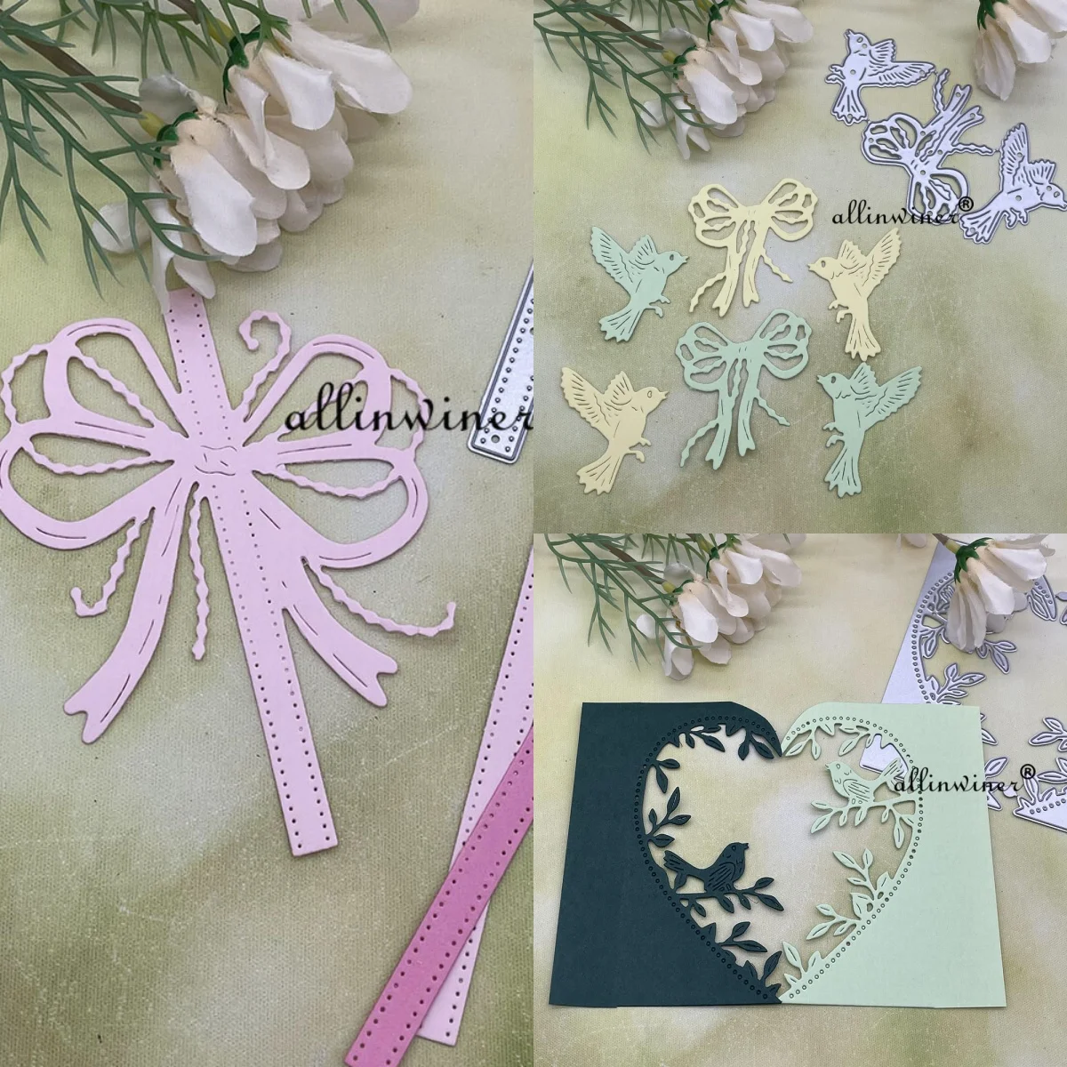 

Металлические вырубные формы-трафареты в форме банта и птицы для скрапбукинга, декоративного тиснения и рукоделия