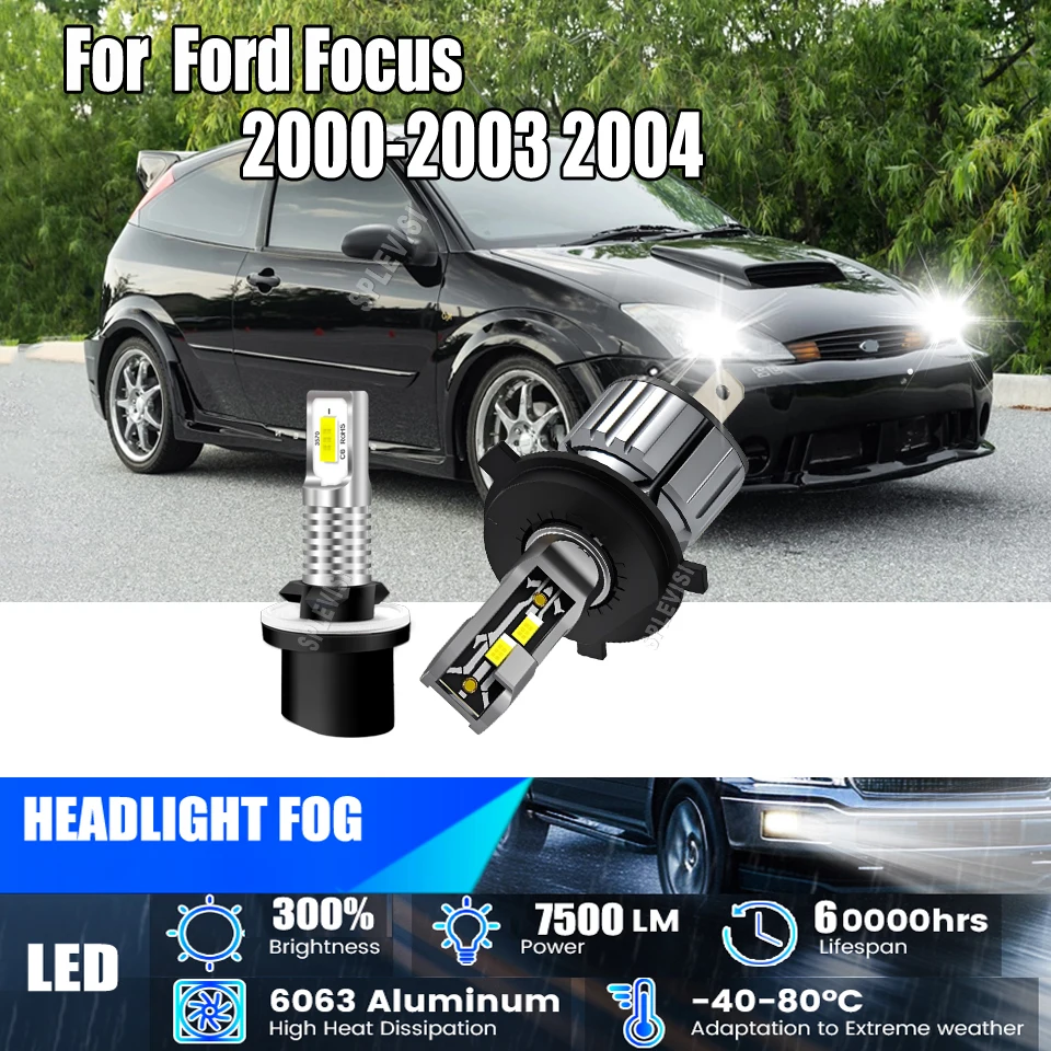 

H4 880 LED White Headlight Fog Light 6000K Cool White, Plug and Play, IP68 Waterproof For Ford Focus 2000 2001 2002 2003 2004