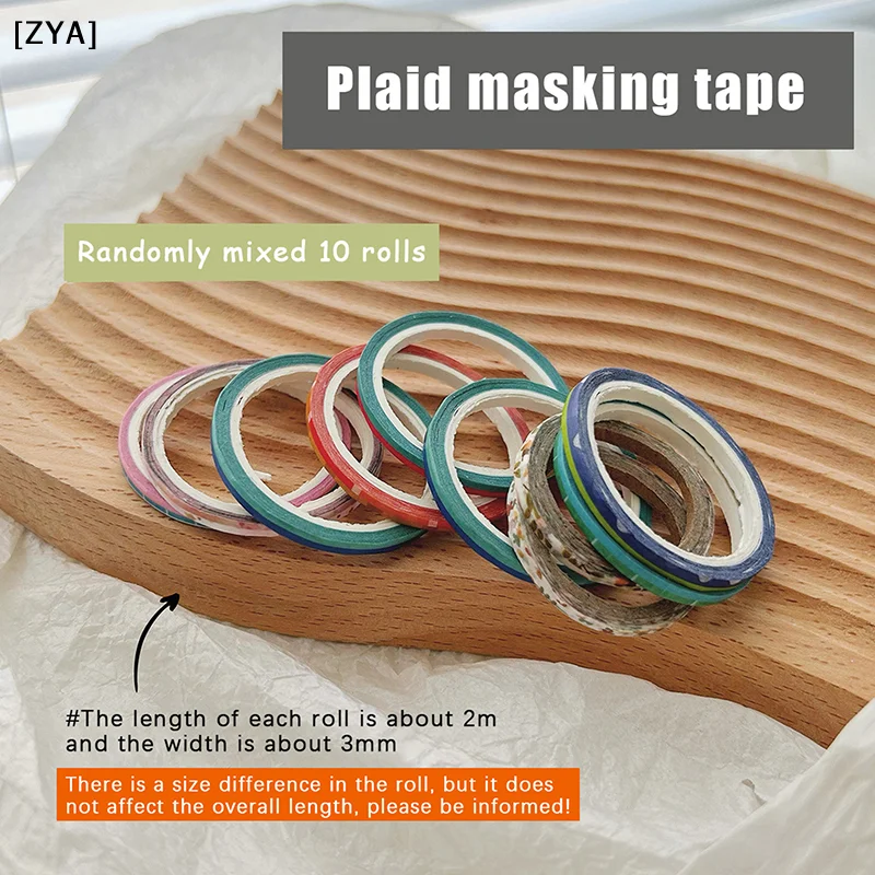 10 Rolls Professional Grade Masking Nail Art Tape Rolls Creative Striping Line Guide Tapes DIY Manicure Pattern Tools[ZYA][ZYA]