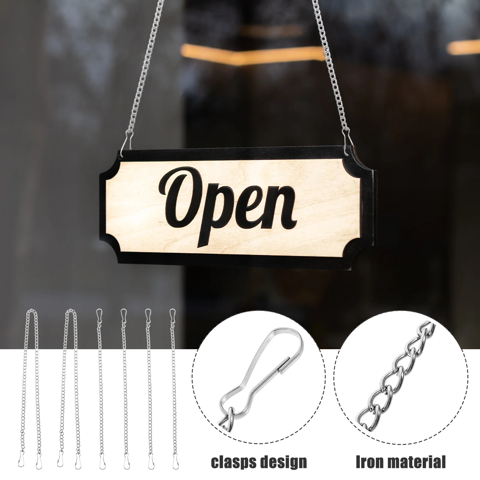 6 Pcs Tag Chain Metal Hanging Chains with Hooks Heavy Duty for Bird Feeders Billboards Hangers