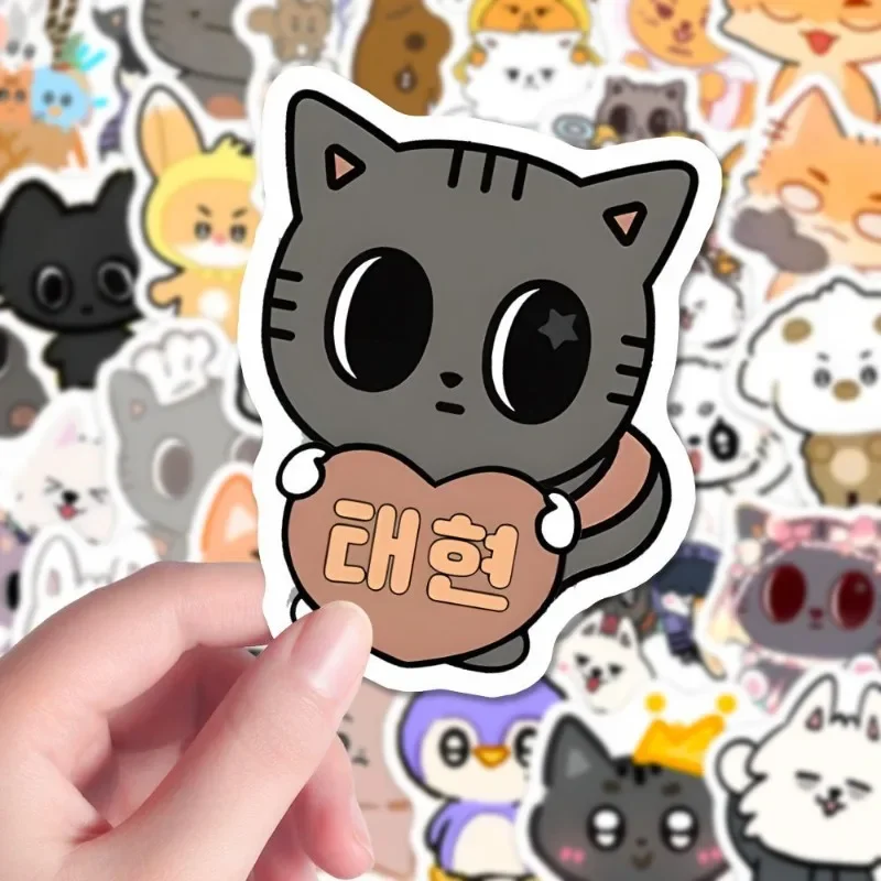 100pcs Kpop idol Cute Animal Plastic Stickers SooBin YeonJun TaeHyun Creative Peripheral DIY Decorative Waterproof Stickers
