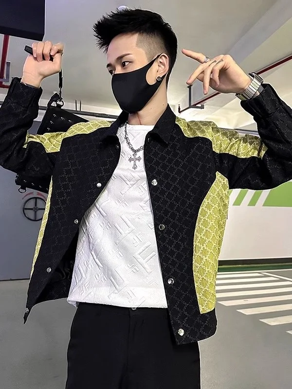 

Trendy Color Blo Men's Casual Jaet Spring Autumn Faionable Street Sle Polyester Fiber Qui Dry Long Sve Retro Sle