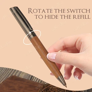 Wood Premium Metal Ballpoint Pen With Case Black Ink Office Business Writing Ballpoint Pen School Student Stationery Gifts 6 best sales promotional products - №5