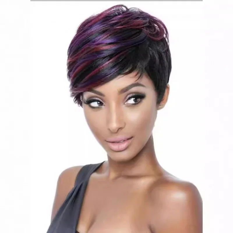 

New , European and American style women's short straight hair, mixed color synthetic fiber , full head wig