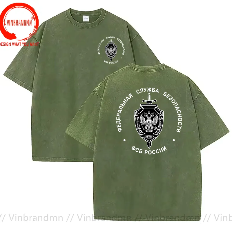Vintage Washed Cotton T-Shirt Russian FSB Spetsnaz Special Forces Alpha T Shirt Men Fashion Trendy Casual Clothing Stylish Tops