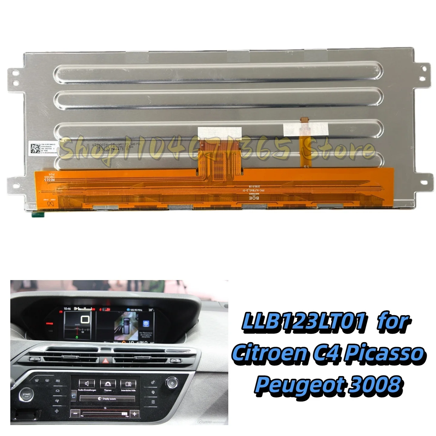 LLB123LT01 9808851580 9815286580 LCD Display Screen Panel  for Citroen C4 Picasso Peugeot 3008 Spacetourer Car