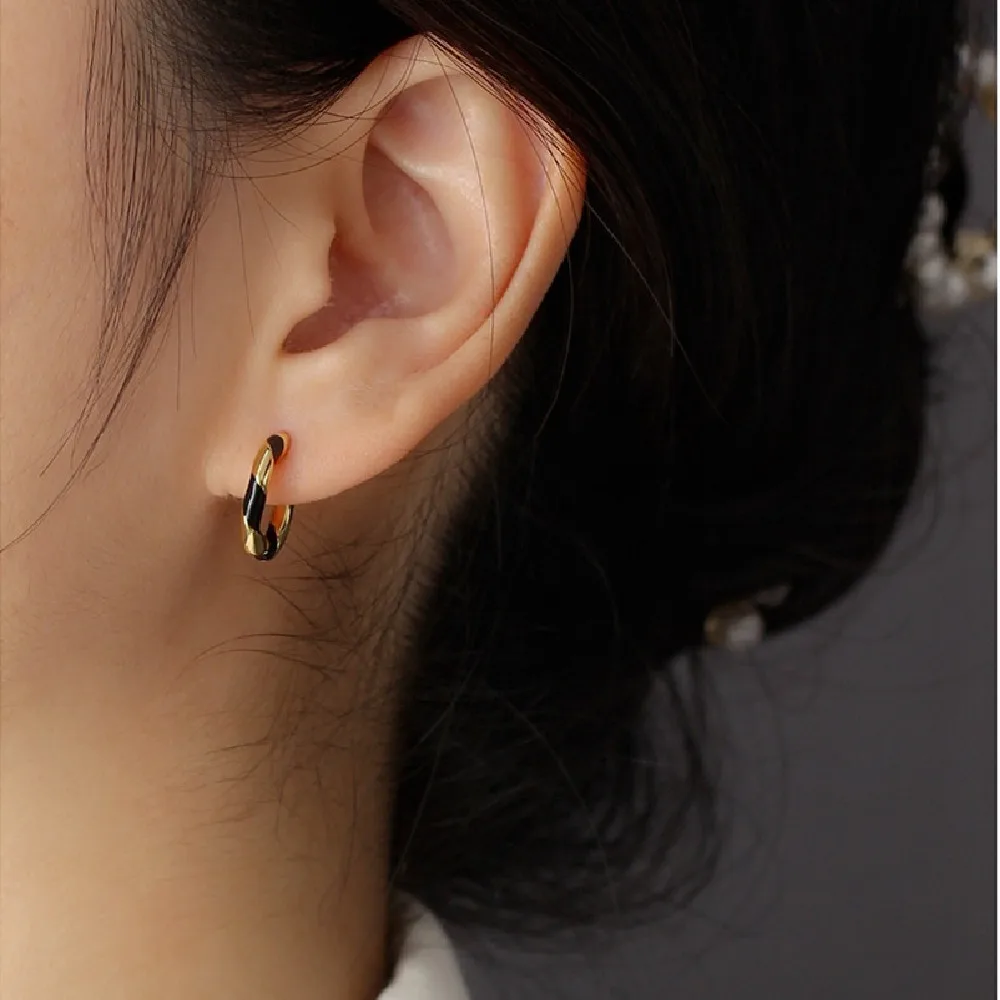 CCFJOYAS 100% 925 Sterling Silver Punk Rock Colorful Spiral Enamel Hoop Earrings for Women 8.5mm Round Circle Piercing Earrings