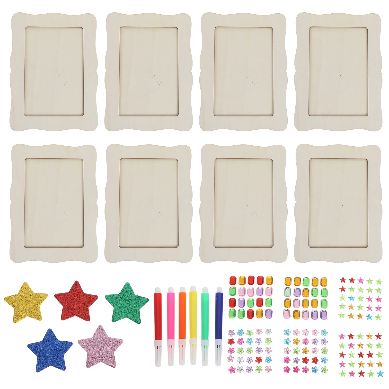1Set Unfinished Wooden Picture Frames Paintable Photo Frame Stand for 4x6 Photos DIY Crafts Kit Mother's Day Handmade Gift