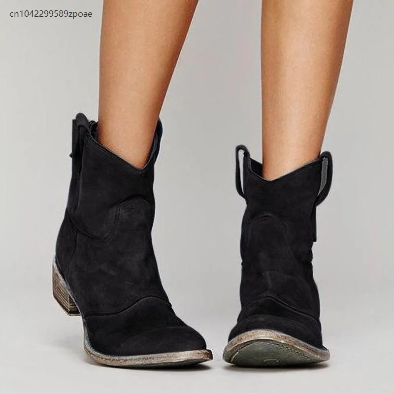 Botas medievales para mujer, botas medievales Vintage de viscosa de ante cepillado con punta redonda y parte superior baja, botas de Cosplay multicolores 2025