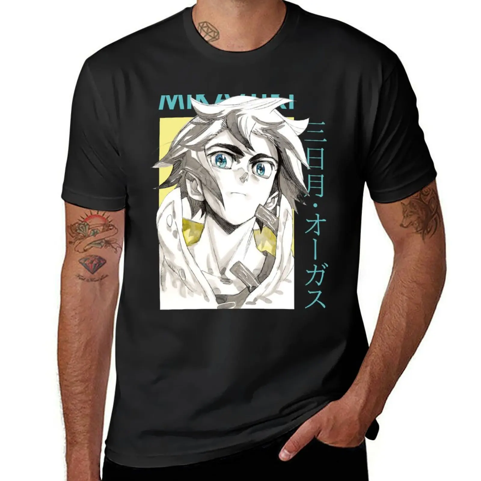 

Mikazuki Augus Iron Blooded Orphans Card Anime T-shirt essentiel T-Shirt oversized plus size tops Short sleeve tee men