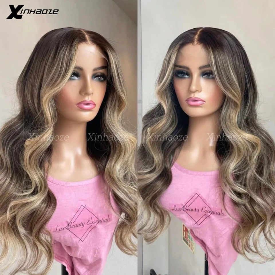 Blonde Highlight Wig Human Hair 13X4 13x6 Body Wave Lace Frontal Human Hair Wigs Pre plucked 5x5 Lace Closure Wig Human Hair