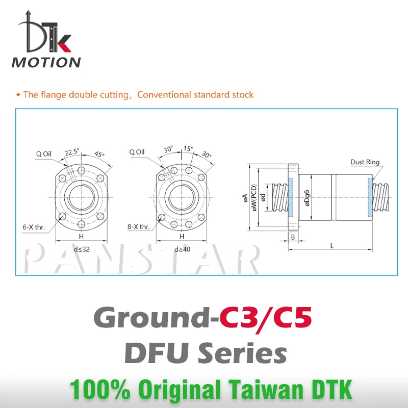 Imagem -02 - Dtk Motion Dfu2005 c3 c5 à Terra mm Parafuso da Esfera de Chumbo 600 mm Linha Eixo Alta Precisão Flange Cnc Moagem Eixos Substituir Tbi