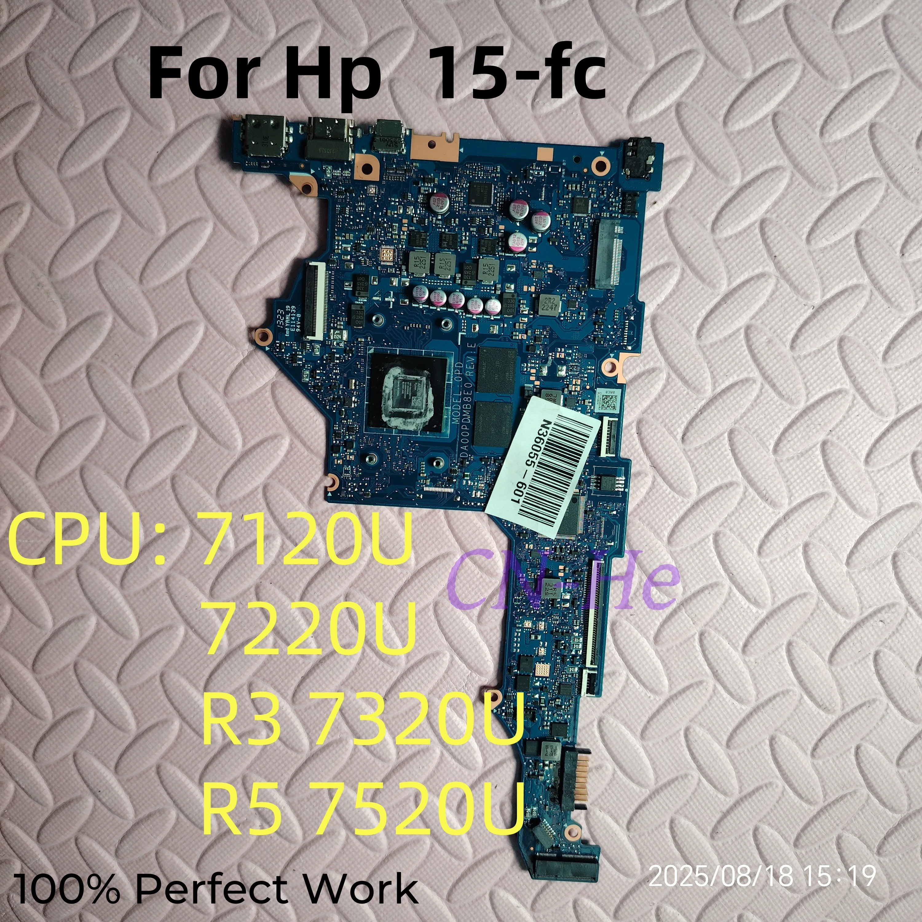 For Hp 15-fc0093dx 15-fc0000 15-FC Laptop Motherboard CPU: 7120U 7220U R3 7320U R5 7520U DA00PDMB8E0  100% Perfect Work