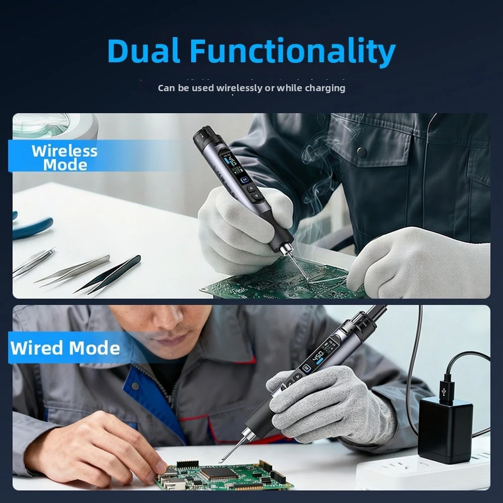 Cordless Soldering Iron 03 2600mAh Battery 0.96 Inch IPS Display 212F 842F Adjustable Temp Control Type C Charge