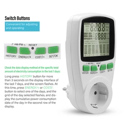 AC EU Digital LCD Power Meter, Wattmeter Soquete, Potência, Kwh Energia, Medição Outlet, Analyzer