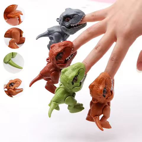 4pcs/Sets Finger Dinosaur Anime Action Figures Toys Funny Lnteractive Biting Hand Creative Tricky Tyrannosaurus Model