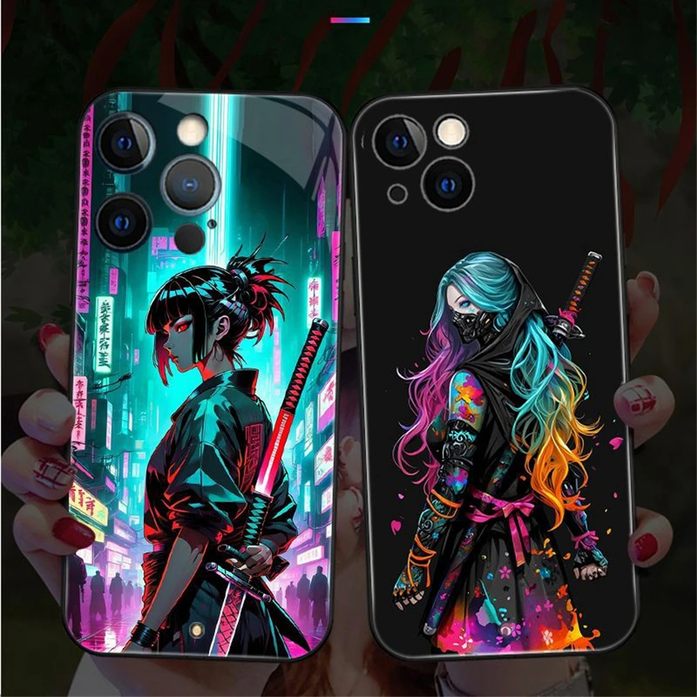 

Чехол для телефона с граффити на день всех святых, светящееся стекло со светодиодной подсветкой и вспышкой для iPhone 16, E 15, 14, 13, 12, 11 Pro Max