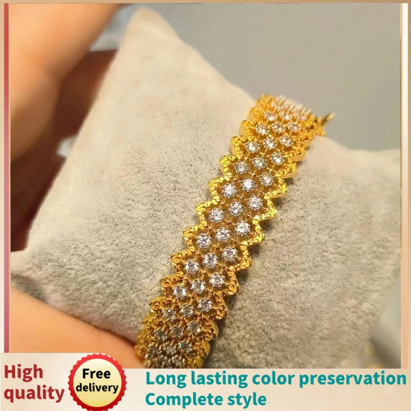 

New Italian vintage brushed high touch micro mesh bangle lace hollowed out Full Star women's jewelry set