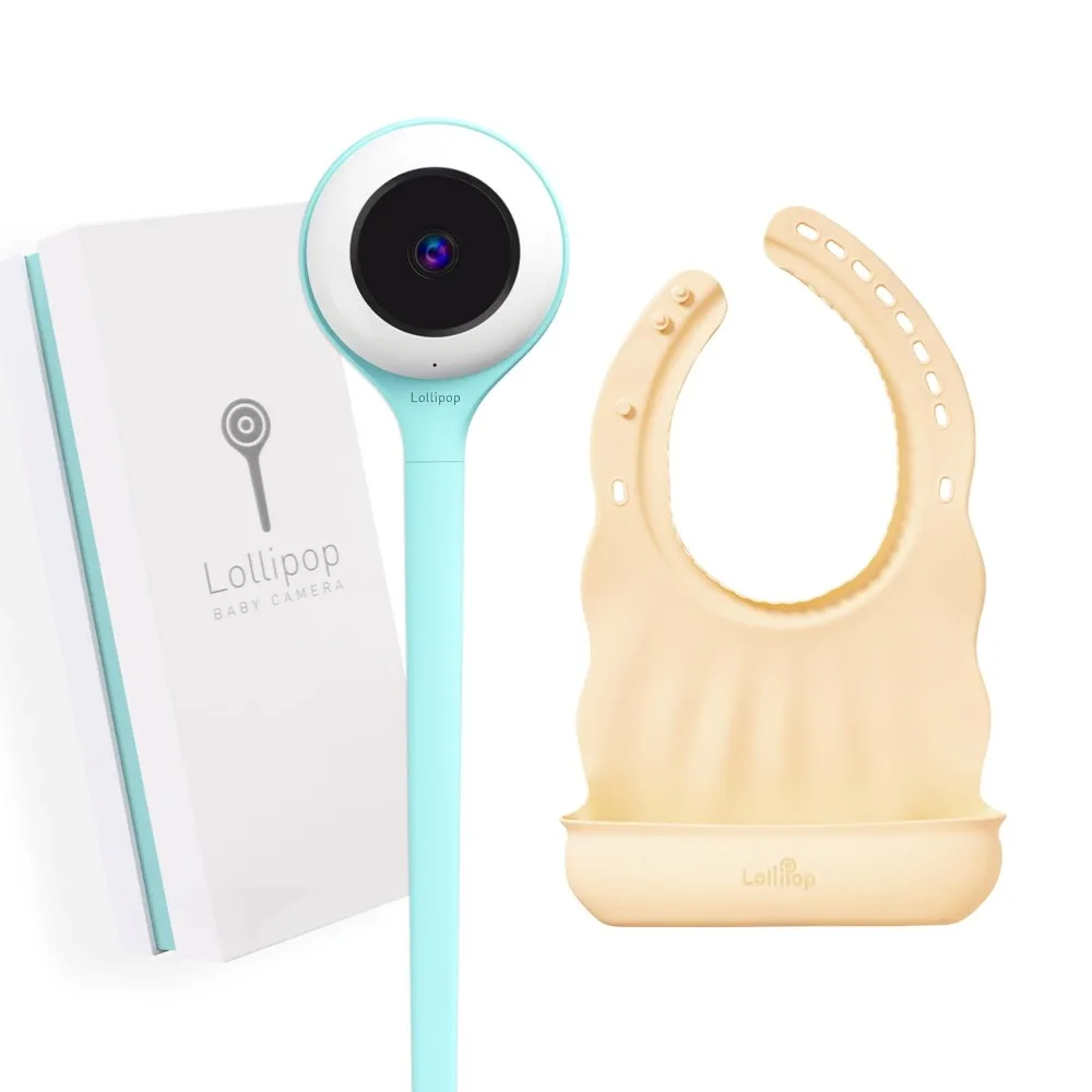 

Комплект радионяни Lollipop Smart WiFi (бирюзовый) с силиконовым детским нагрудником Lollipop — камера с функцией обнаружения дыхания и футболкой сна