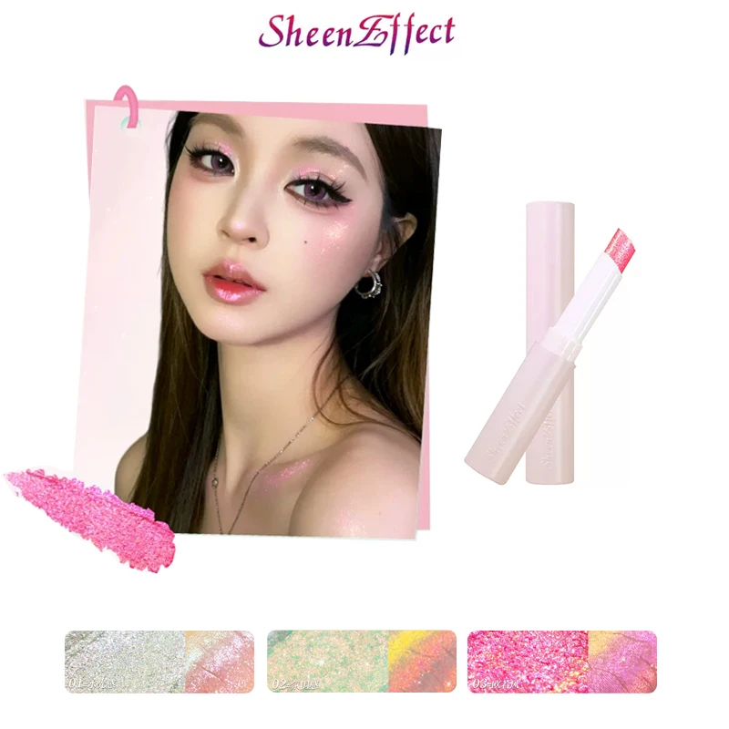 Sheeneffect Chameleon Jelly Eyeshadow Stick Optical Color Changing Highlighter Stick Shimmer Sparkling Brightening Long-Lasting