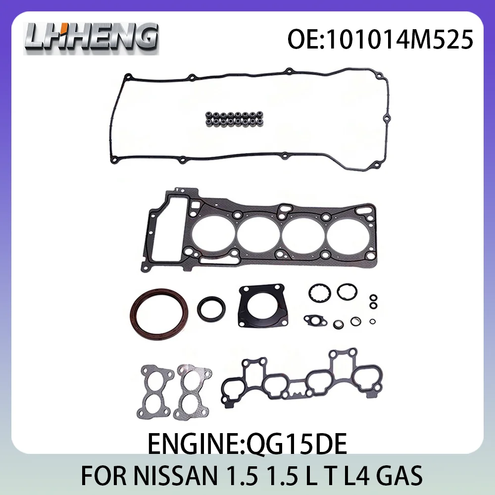 

Engine Full Overhaul Gasket Kit Rebuild Set For NISSAN ALMERA BLUEBIRD SUNNY VINGROAD 101014M525 QG15DE 1.5 1.5 L T L4 GAS 97-06