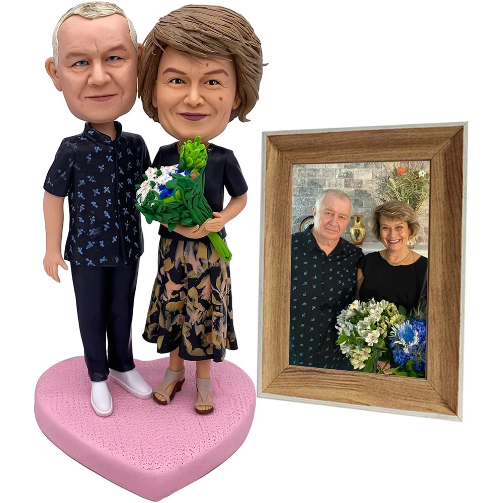 

Personalized Fully Custom Made Figure Bobblehead Two Person Figurines Bespoke Portrait Sculpture for Loves Friends