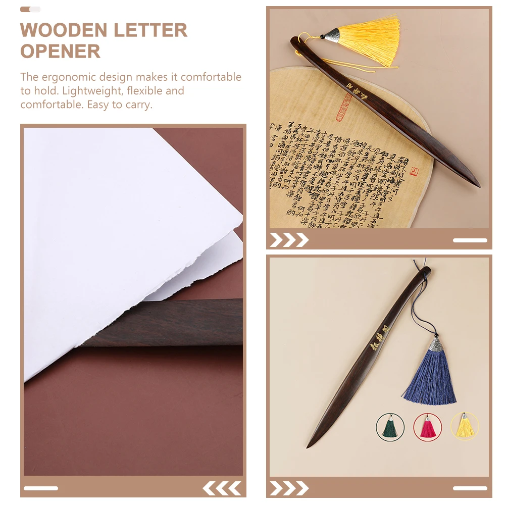 Wooden Paper Cutter Vintage Letter Opener For Envelopes Rice Calligraphy Art Office Home Use Portable Envelope Slide Tool