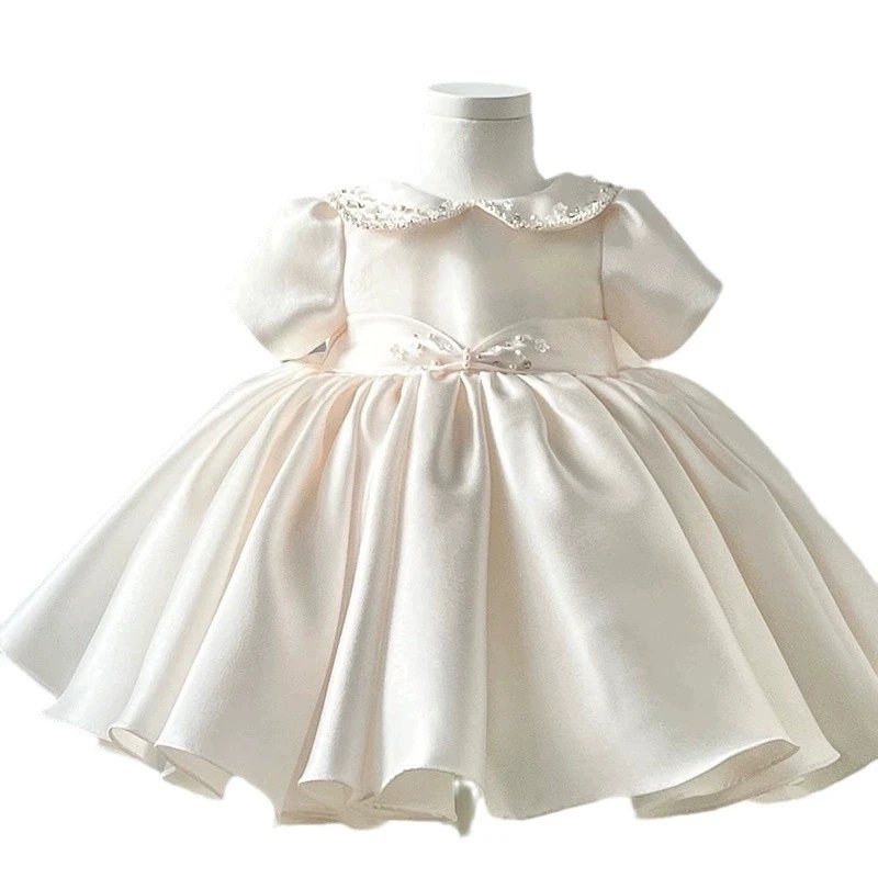 

Корейские белые платья для девочек на свадьбу, крестину, день рождения, праздничные наряды, костюм принцессы, детское платье