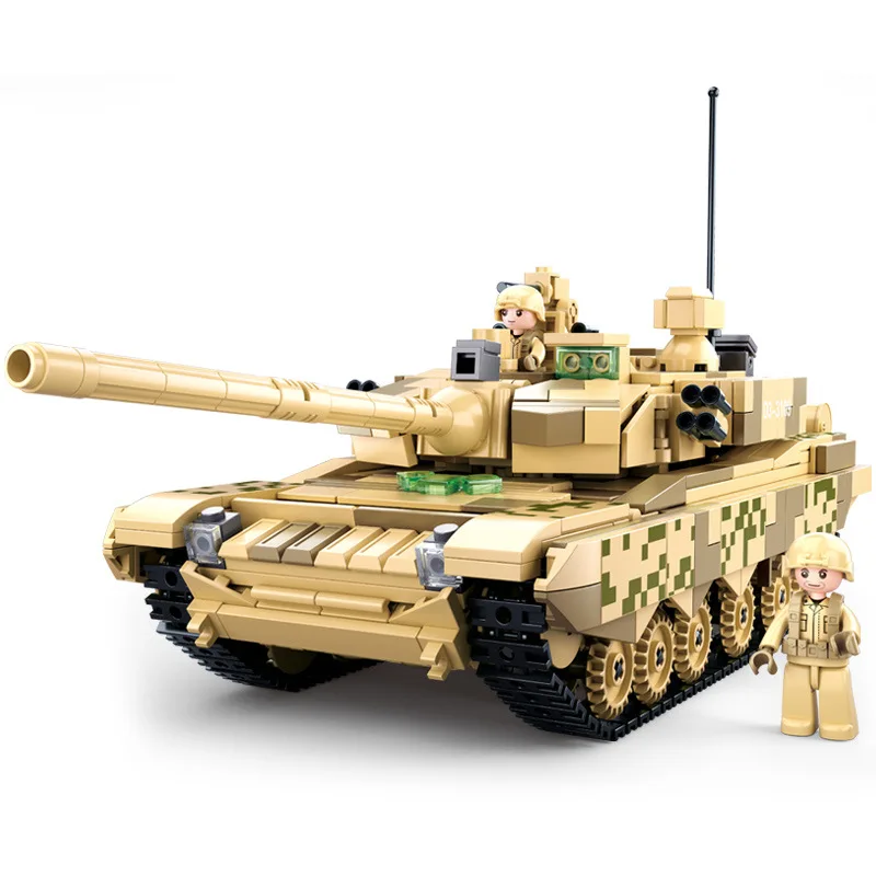 

Sluban 893PCS WW2 Military Weapon 99A Main Battle Tank Armored Vehicle Model Building Block Kids DIY Educational Bricks Toy Gift