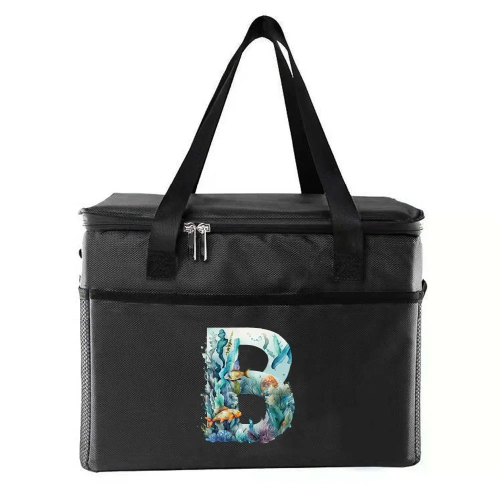 Borsa per il pranzo borse termiche isolate borsa termica portatile cibo durevole borsa termica per ufficio impermeabile Lunchbox serie di stampa di lettere di pesce