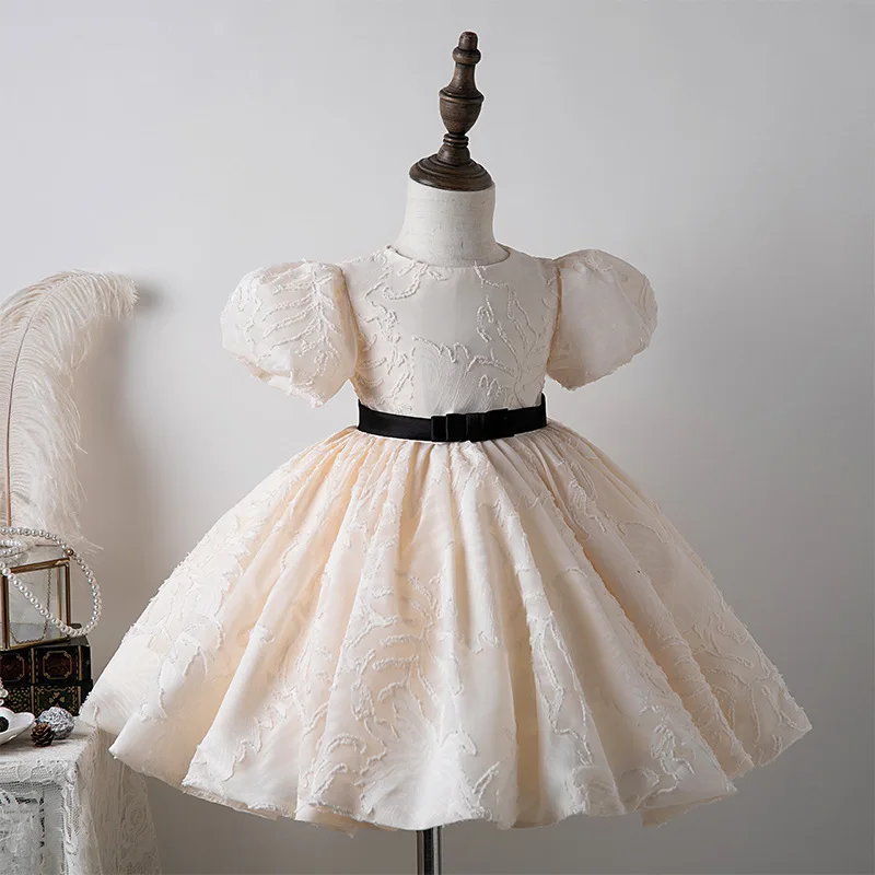 Robe de demoiselle d'honneur pour bébés filles, robe de princesse élégante pour enfants, robe de Rhblanche, robe de soirée éducative pour enfants, 2024