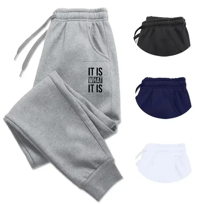 

Men's Women Color Thick Feel Sweatpants Winter Spring Joggers Drawstring Elastic Waist Casual Warm Trousers for Street Outfits