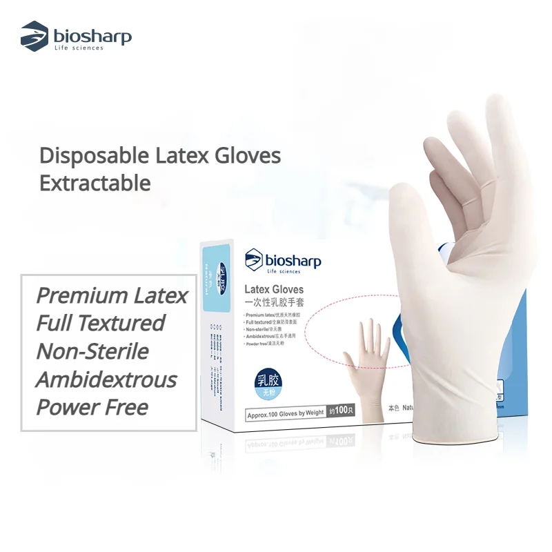 

100PCS Disposable Latex Gloves Extractable Full Textured Powder-free Thickened Durable Plastic Rubber Gloves for Laboratory