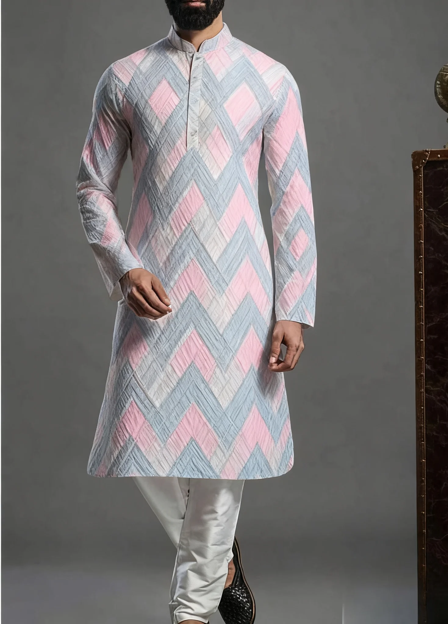 Kurt uomo stampato modello luminoso kurta dheha alla moda vestibilità casual abito regolare adatto a tutte le occasioni.