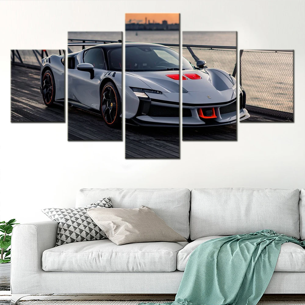 Cool Racing Cars Canvas Wall Art Poster Painting Super car Wallpaper Modern Home Decor Artwork for Living Room 5 Pieces Artwork