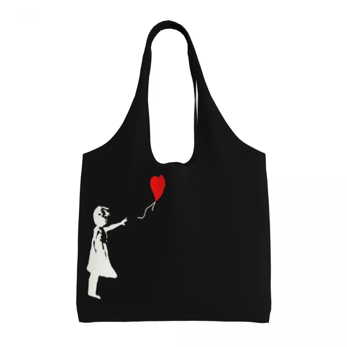 Banksy's Balloon Girl Grocery Shopping Tote Bags Women Banksy World Peace Canvas Shopper Shoulder Bag Large Capacity Handbag