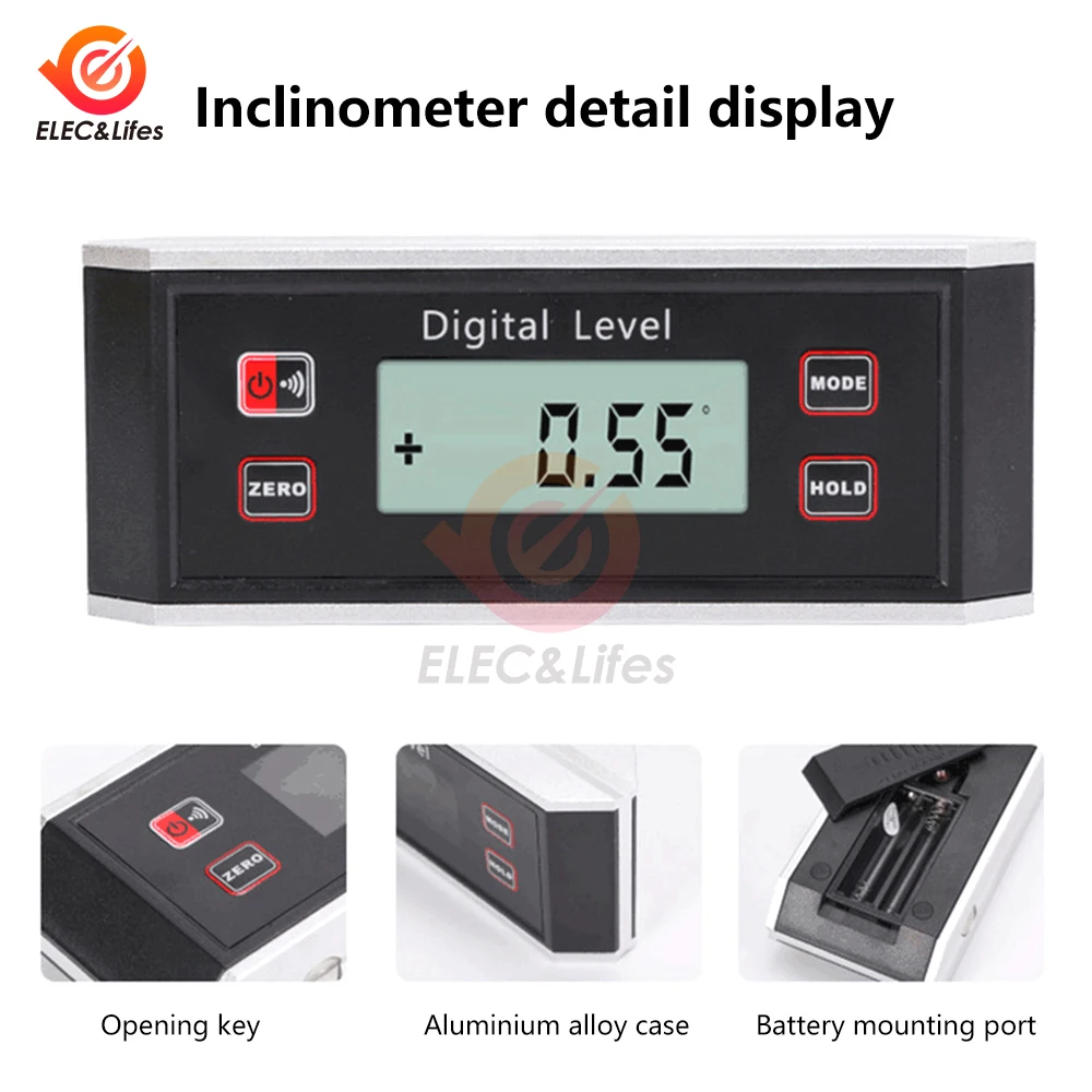 High-precision LCD Magnetic Digital Protractor Inclinometer Level Box Waterproof Angle Meter Finder Angle Finder Meter Bevel Box