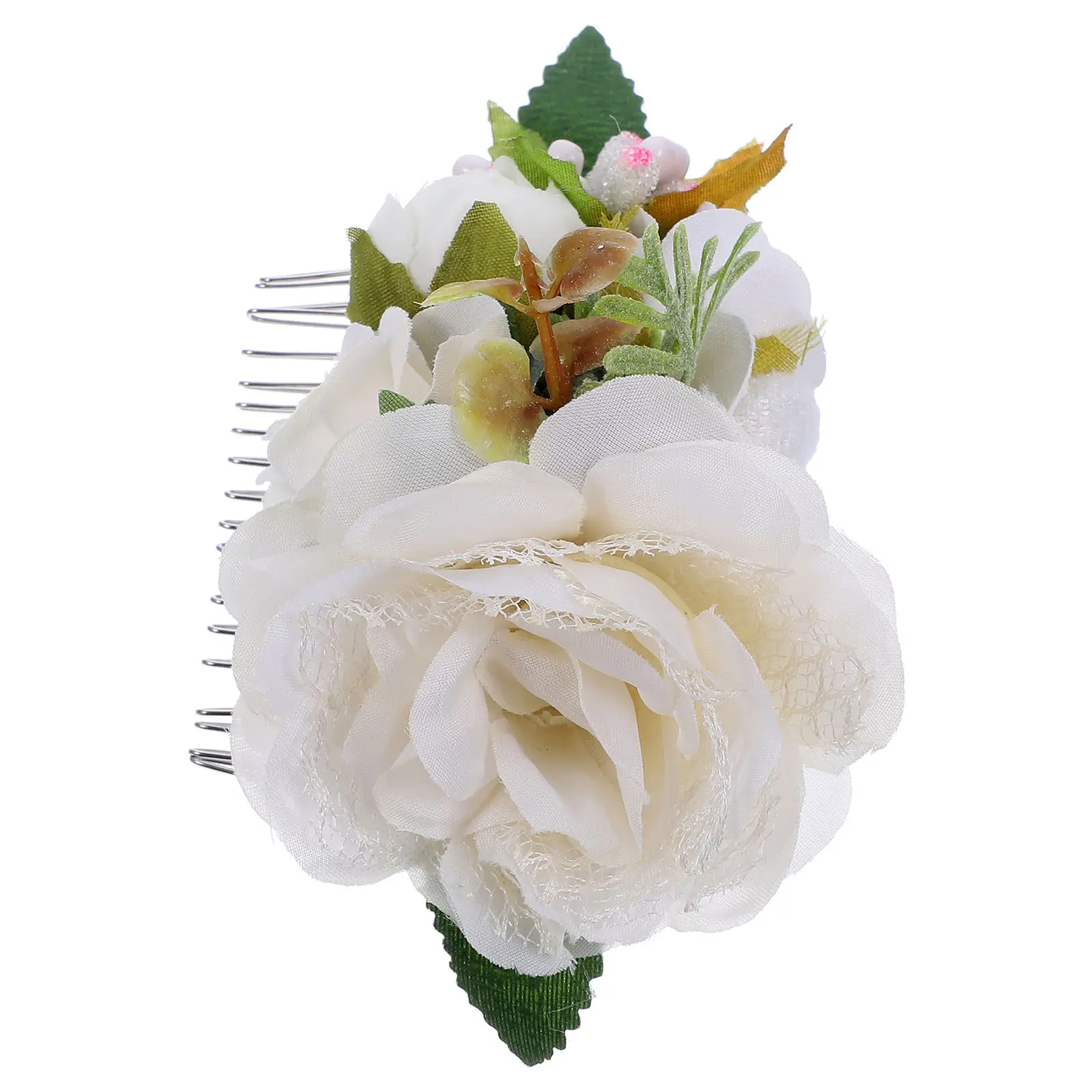 

1 Piece Bohemian Floral Hair Comb for Bride Wedding Decorative Accessory Elegant Silk Flower Tuck Comb Bridal Headdress Women