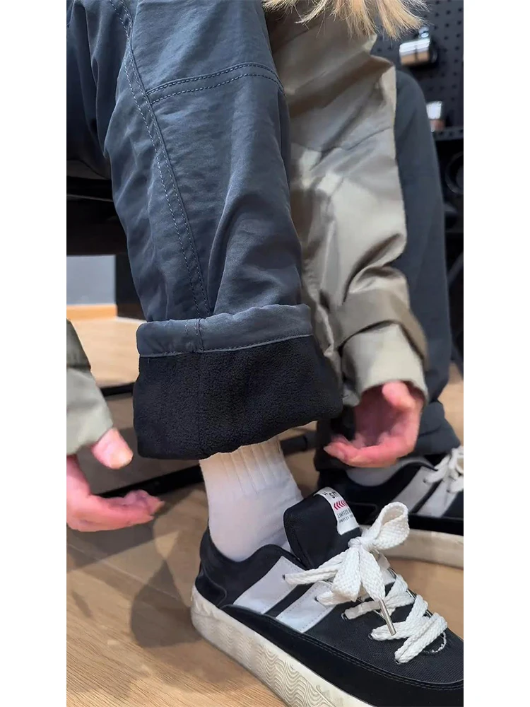 

Мужские уличные брюки-карго с подкладкой, ветрозащитные, водонепроницаемые, морозостойкие, для походов, прямые, повседневные