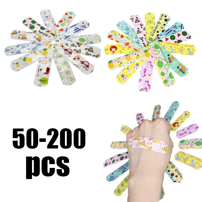 

50/100/150/200pcs Strips Shape Band Aid First Aid Wound Plaster Skin Dressing Patch For Children Adults Adhesive Bandages Kawaii